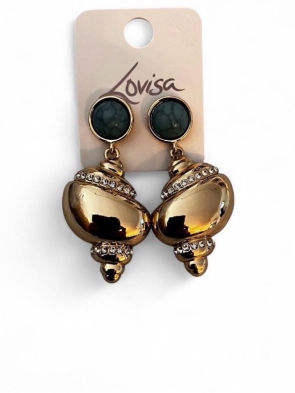 Coastal vibes,Lovisa Gold Drop Earrings with Dark Green Stone Tops